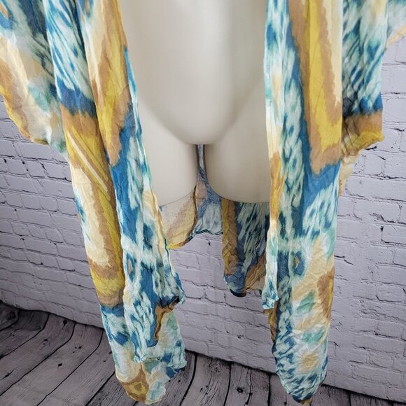 Free People By Bindya Multicolor Lightweight Gauzy Open Duster Cardigan One Size - Picture 8 of 12